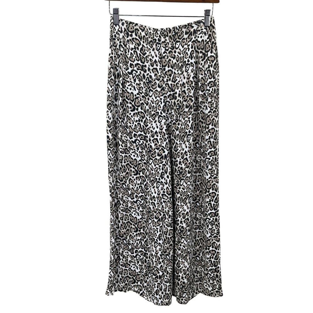 Maeve Wide Leg Pants Women XSP Tan Leopard Animal Print Anthropologie Boho
